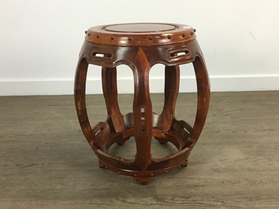 Lot 489 - CHINESE BARREL SHAPED TABLE