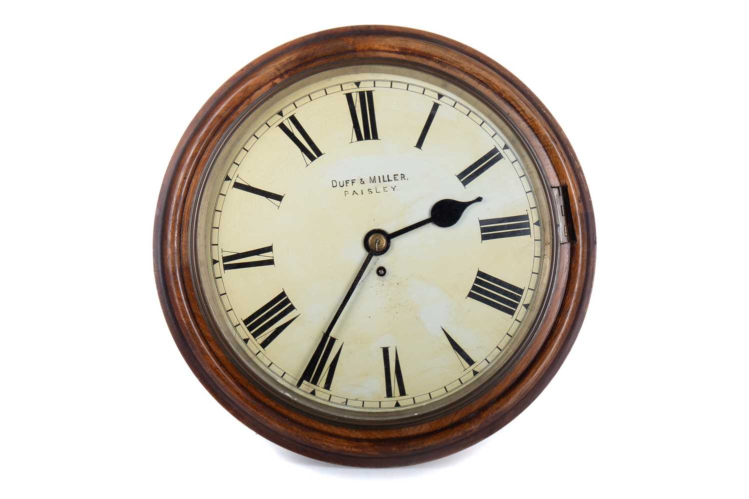 Lot 1011 - DUFF & MILLER OF PAISLEY, WALNUT FRAMED WALL CLOCK