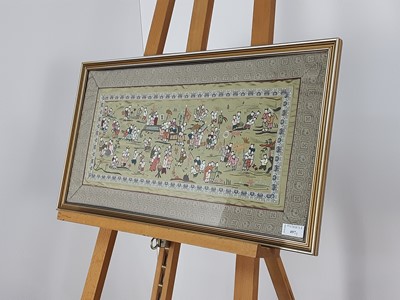 Lot 497 - FRAMED CHINESE SILK PANEL