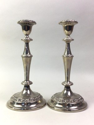 Lot 323 - PAIR OF SILVER PLATED CANDLESTICKS