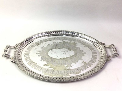 Lot 557 - VICTORIAN SILVER PLATED TEA TRAY