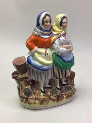 Lot 618 - SCOTTISH POTTERY FLATBACK FIGURE GROUP