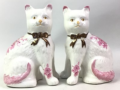 Lot 719 - PAIR OF CERAMIC CAT MODELS