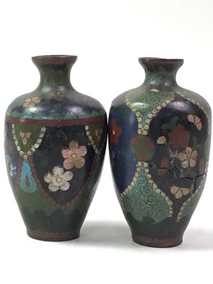 Lot 736 - TWO MINIATURE CLOISONNE VASES