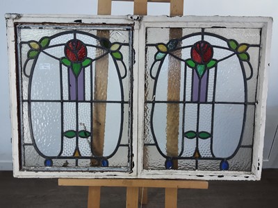 Lot 712 - THREE STAINED GLASS WINDOW PANES