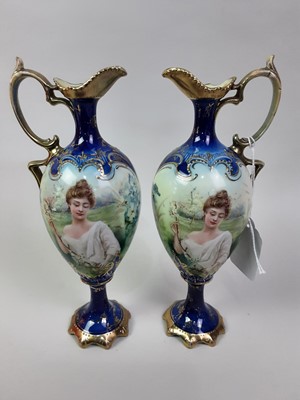 Lot 61 - PAIR OF R S PRUSSIA CLASSICAL EWERS
