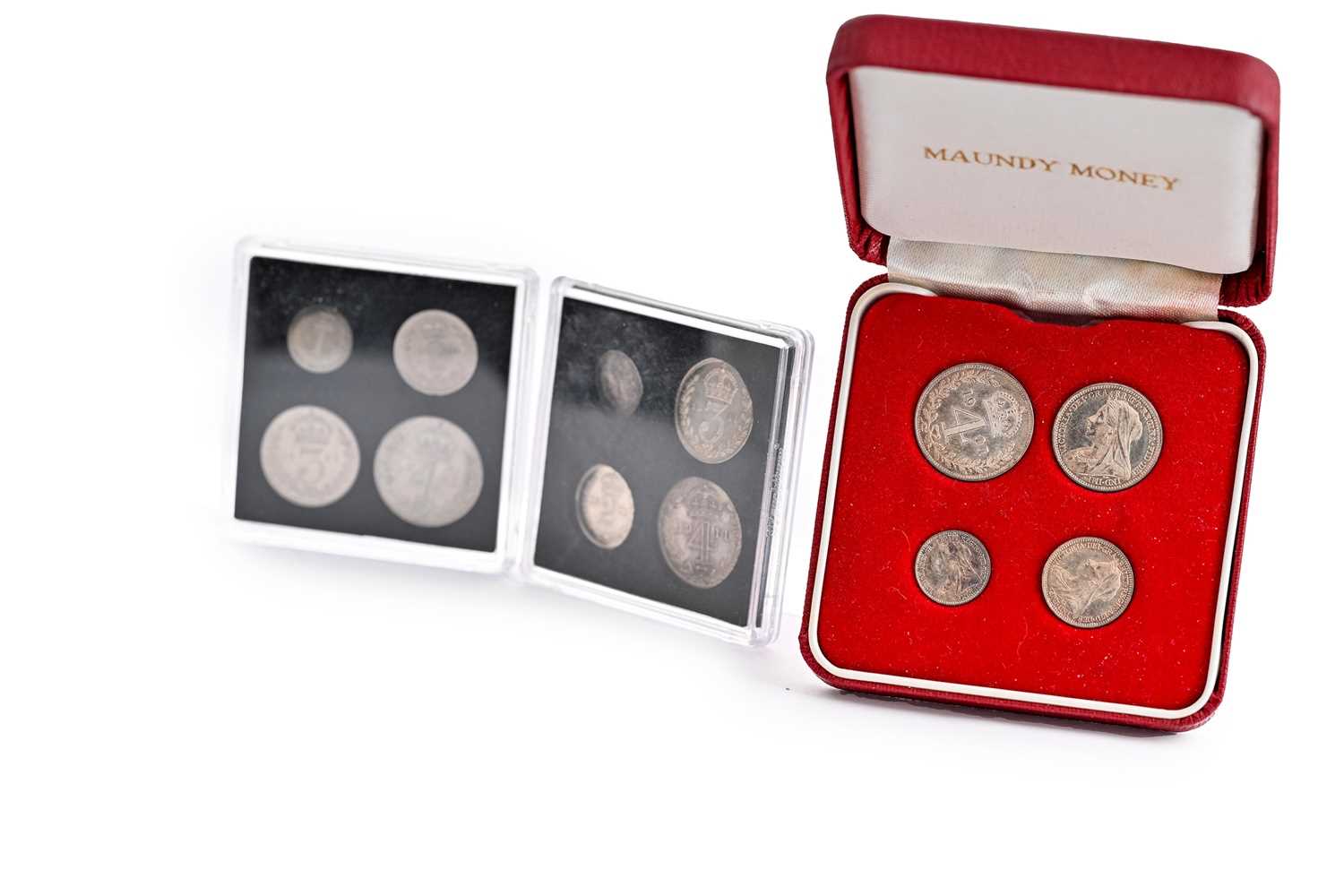 Lot 102 - THREE SETS OF MAUNDY MONEY,