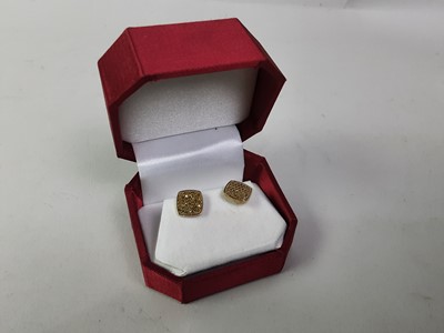 Lot 141 - PAIR OF NINE CARAT GOLD AND DIAMOND EARRINGS