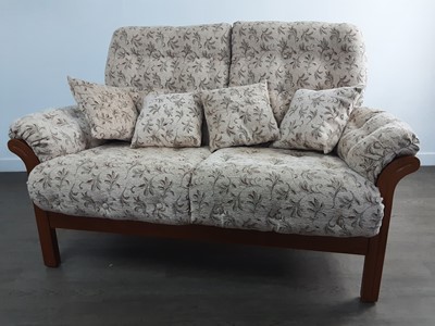 Lot 116 - THREE PIECE SUITE AND A FOOTSTOOL