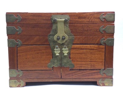 Lot 126 - CHINESE HARDWOOD AND BRASS STORAGE CHEST