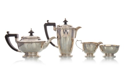 Lot 821 - GEORGE V SILVER FOUR PIECE BACHELORS TEA SERVICE