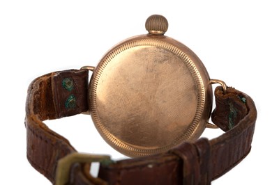 Lot 802 - WWI NINE CARAT GOLD TRENCH WATCH
