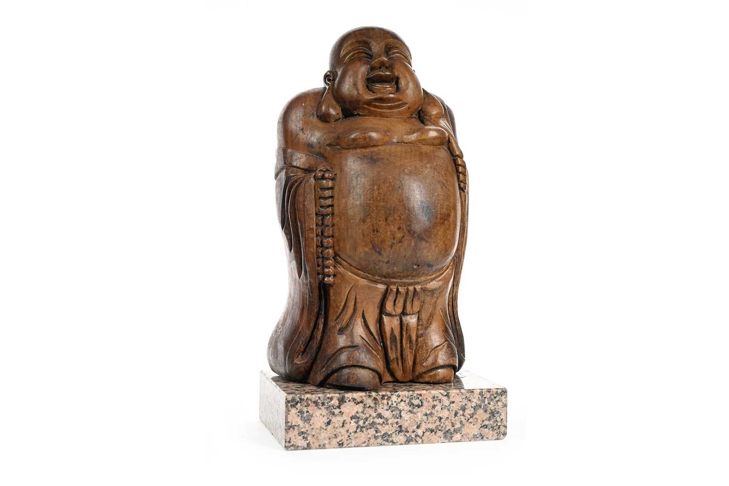 Lot 1246 - CHINESE WOODEN BUDHA
