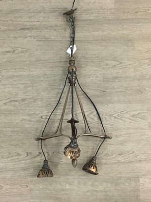 Lot 353 - ART NOUVEAU STYLE BRASS CHANDELIER