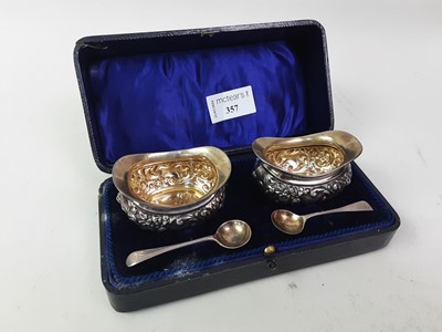 Lot 357 - PAIR OF EDWARDIAN SILVER SALT DISHES