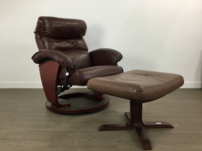 Lot 223 - MODERN SWIVEL RECLINER WITH STOOL
