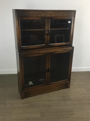 Lot 229 - STAINED OAK STACKING BOOKCASE