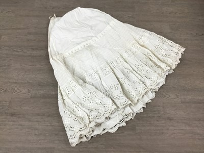 Lot 382 - EDWARDIAN EMBROIDERED UNDERSKIRT