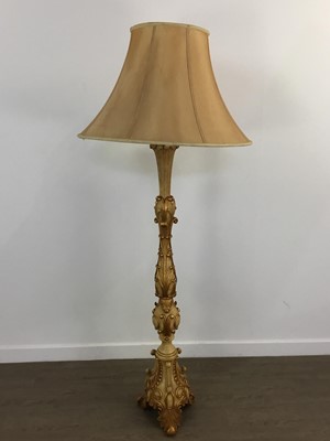 Lot 305 - CREAM AND GILT PAINTED FLOOR LAMP