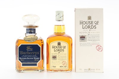 Lot 30 - HOUSE OF LORDS DELUXE AND BURBERRYS 15 YEAR OLD 75CL