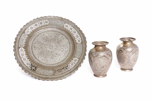 Lot 228 - PAIR OF EARLY 20TH CENTURY EASTERN WHITE METAL...