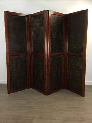 Lot 247 - VICTORIAN MAHOGANY FOUR FOLD SCREEN