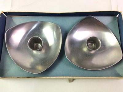 Lot 485 - STAINLESS STEEL VINTAGE CANDLESTICK HOLDERS