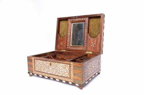 Lot 247 - EARLY 20TH CENTURY INDIAN IVORY INLAID CASKET...