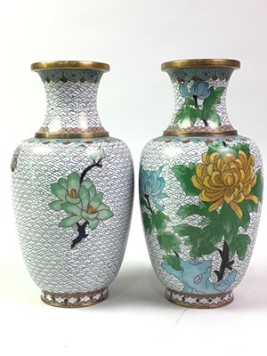 Lot 438 - PAIR OF JAPANESE CLOISONNE VASES