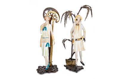Lot 423 - ALBANY CHINA, TWO ART DECO-STYLE FIGURES
