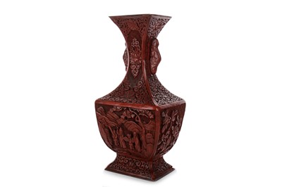 Lot 1256 - CHINESE CINNABAR LACQUER VASE