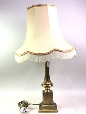 Lot 580 - BRASS COLUMN TABLE LAMP