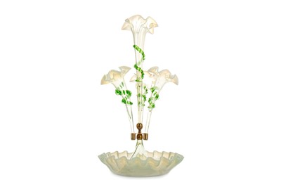 Lot 678 - VICTORIAN VASELINE GLASS EPERGNE