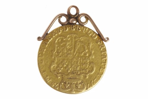 Lot 506 - GOLD SPADE GUINEA DATED 1775 soldered with a...