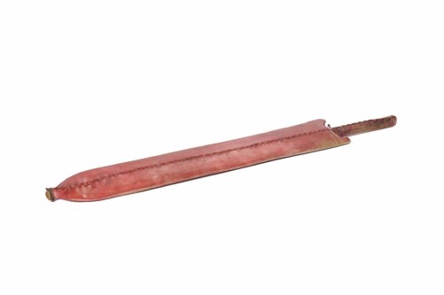 Lot 335 - EARLY 20TH CENTURY MASSAI SWORD with red...