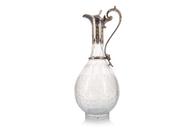 Lot 1473 - NEO-CLASSICAL SILVER PLATE AND CUT GLASS CLARET JUG