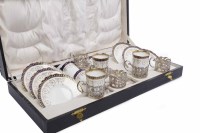 Lot 409 - AYNSLEY COFFEE SERVICE WITH SILVER MOUNTS to...