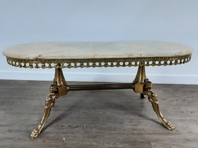 Lot 680 - CAST BRASS OVAL COFFEE TABLE