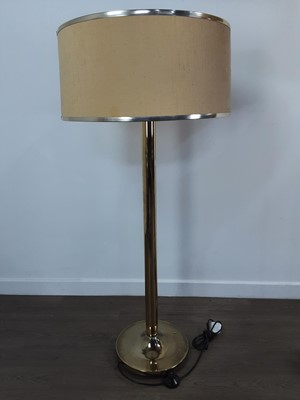 Lot 687 - MODERN BRASS AND BLACK LACQUERED STANDARD LAMP