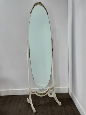 Lot 684 - CREAM PAINTED CHEVAL MIRROR