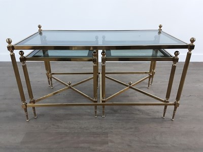 Lot 689 - BRASS NEST OF THREE TABLES