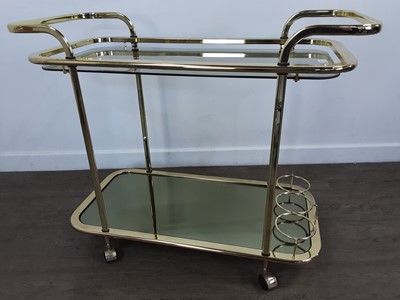 Lot 717 - MID CENTURY BRASS DRINKS TROLLEY