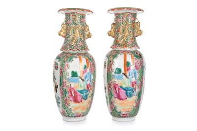 Lot 1282 - PAIR OF CHINESE FAMILLE ROSE VASES