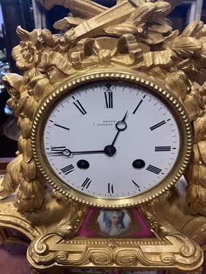 Lot 1042 - FRENCH ORMOLU AND PORCELAIN MANTEL CLOCK