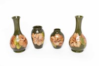 Lot 426 - PAIR OF SMALL MOORCROFT 'HIBISCUS' PATTERN...