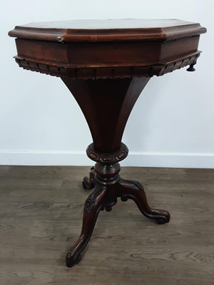 Lot 786 - VICTORIAN ROSEWOOD OCTAGONAL NEEDLEWORK TABLE