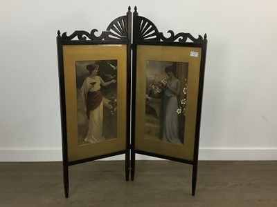 Lot 807 - MAHOGANY TWO FOLD SCREEN