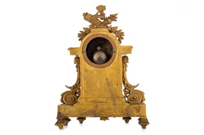 Lot 1046 - FRENCH GILT METAL AND PORCELAIN MANTEL CLOCK