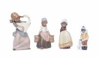 Lot 433 - GROUP OF FOUR LLADRO GRES FIGURES depicting a...