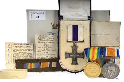Lot 24 - WWI MILITARY CROSS GROUP, AWARDED TO CAPTAIN H.N. LEATHERBY R.E.